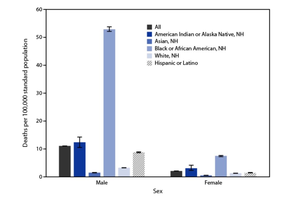 gun violence homicide chart by race in America