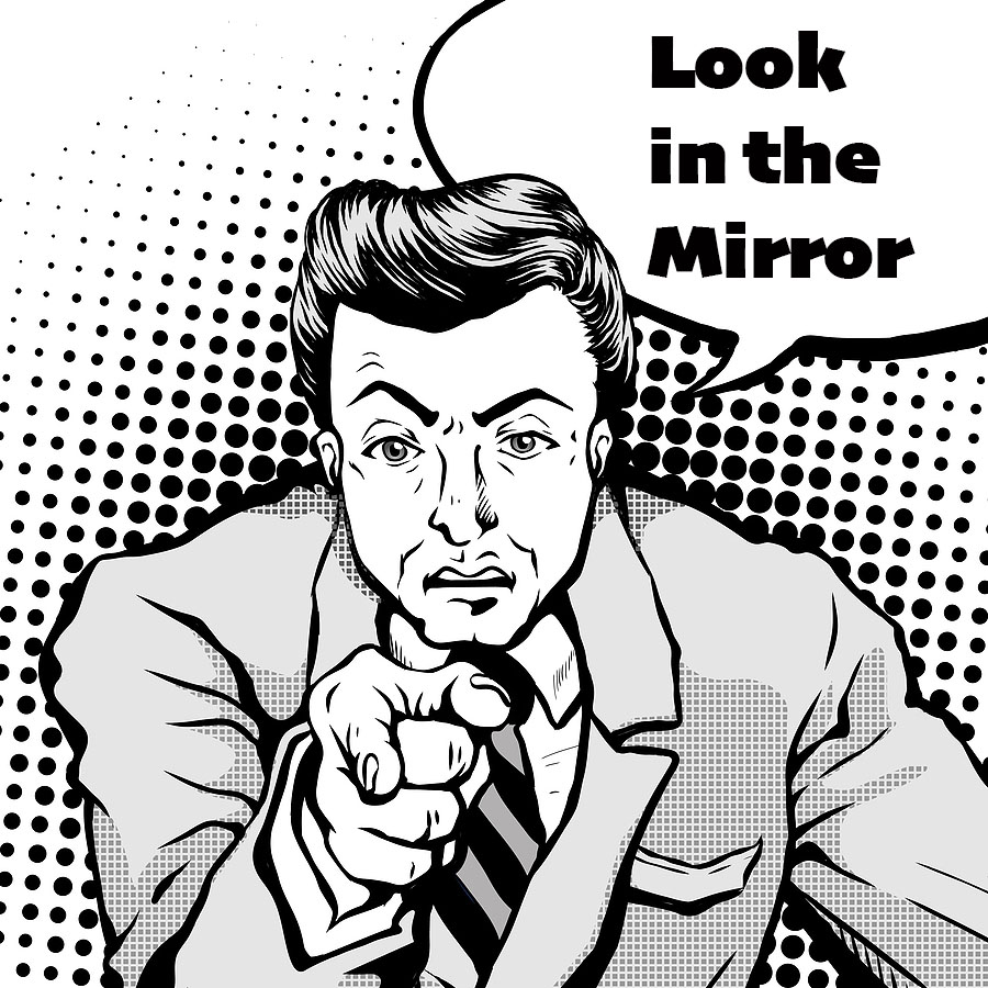 comic retro angry man pointing