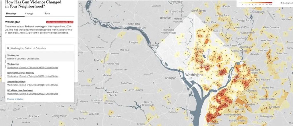 New York Times gun violence tracking map