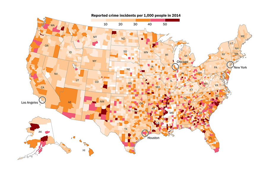 United States crime rates by county map 2014