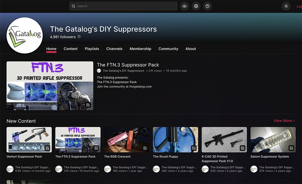 The Gatalog 3d print guns suppressors