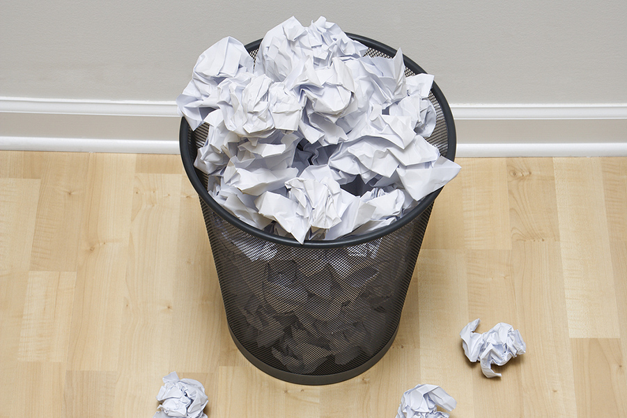 garbage trash can paper