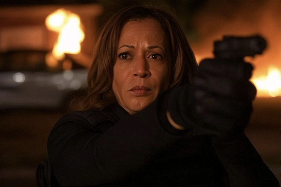 Kamala Harris defending her home with gun