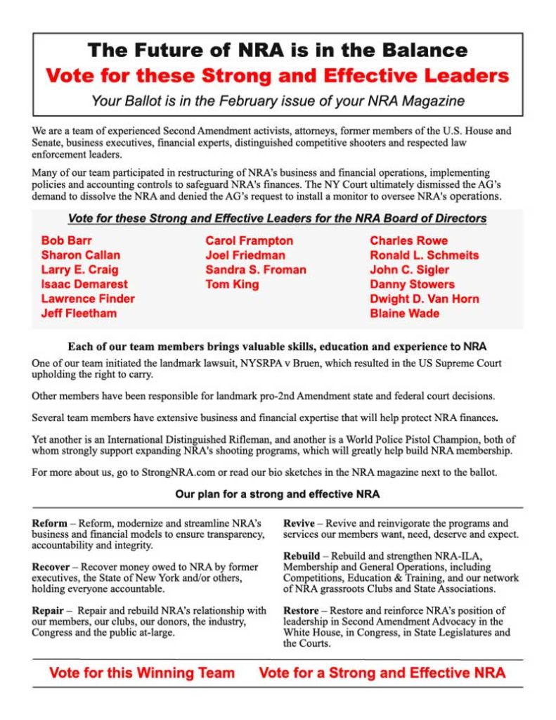 nra old guard LaPierre cabal candidates