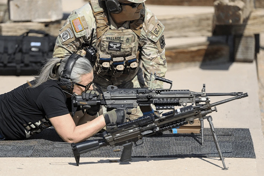 Arizona Governor Katie Hobbs shooting rifle