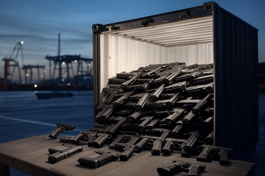 box of glocks shipping container