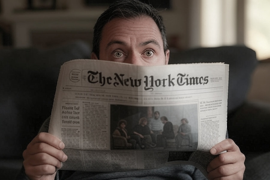 man reading new york times grok