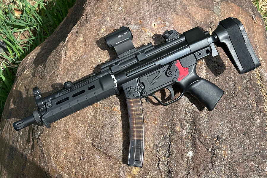 The Century Arms AP5 equipped with a Franklin Armory binary trigger is, in a word, awesome. 
