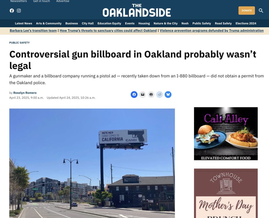 Oakland Canik METE MC9 pistol billboard