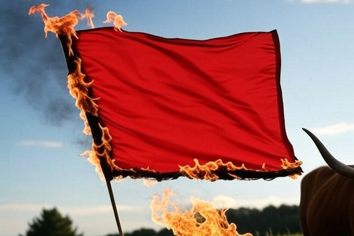red flag burning