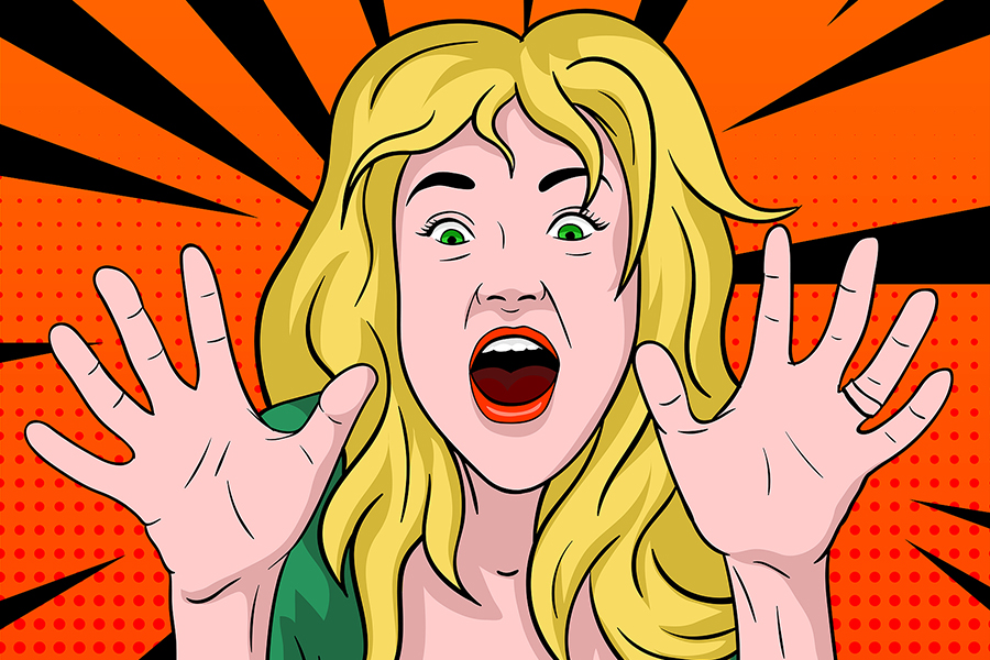 woman scream fear vintage cartoon