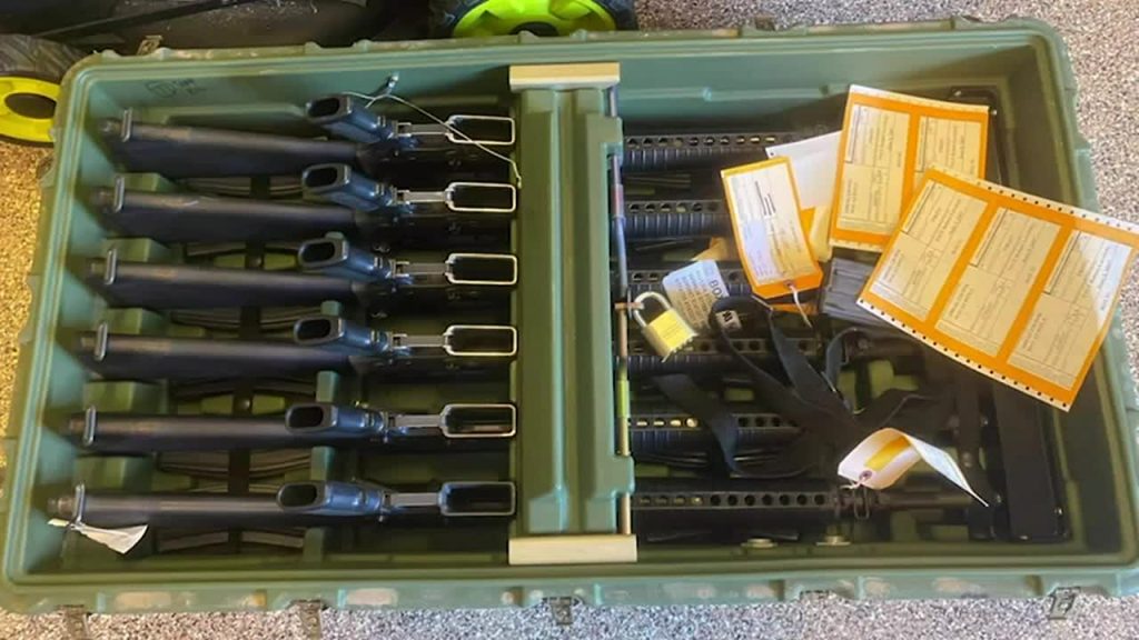 crate of guns rifles