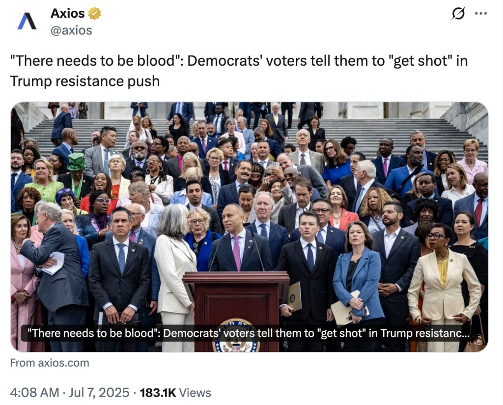 Axios "There needs to be blood" "get shot"