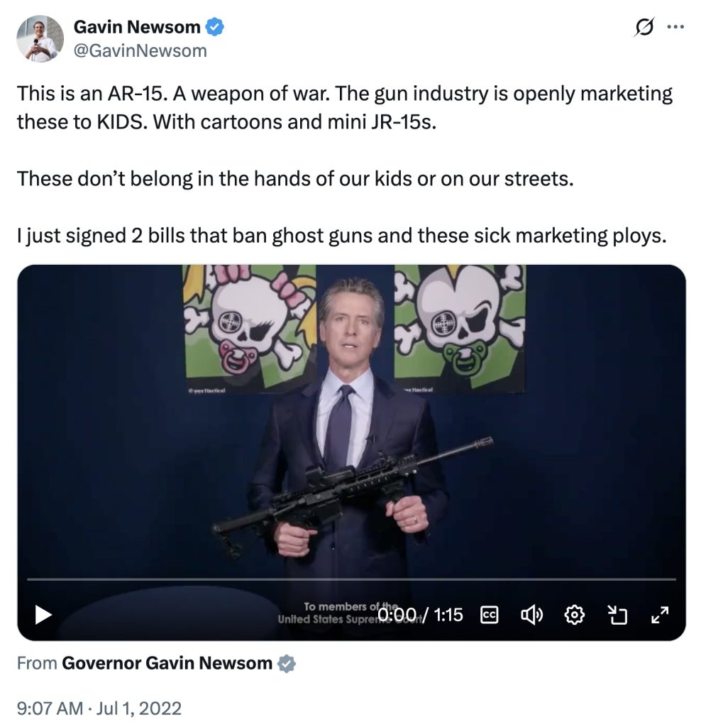 Gavin Newsom gun weapon of war tweet
