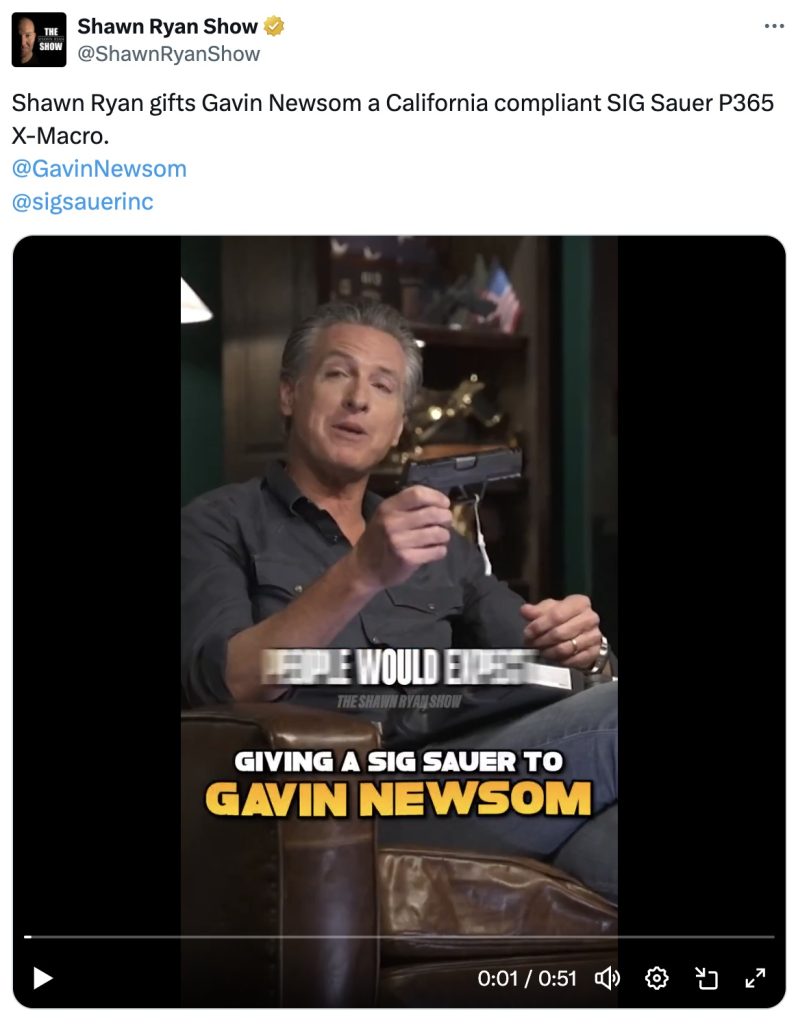 Gavin Newsom gun SIG SAUER P365 XMACRO