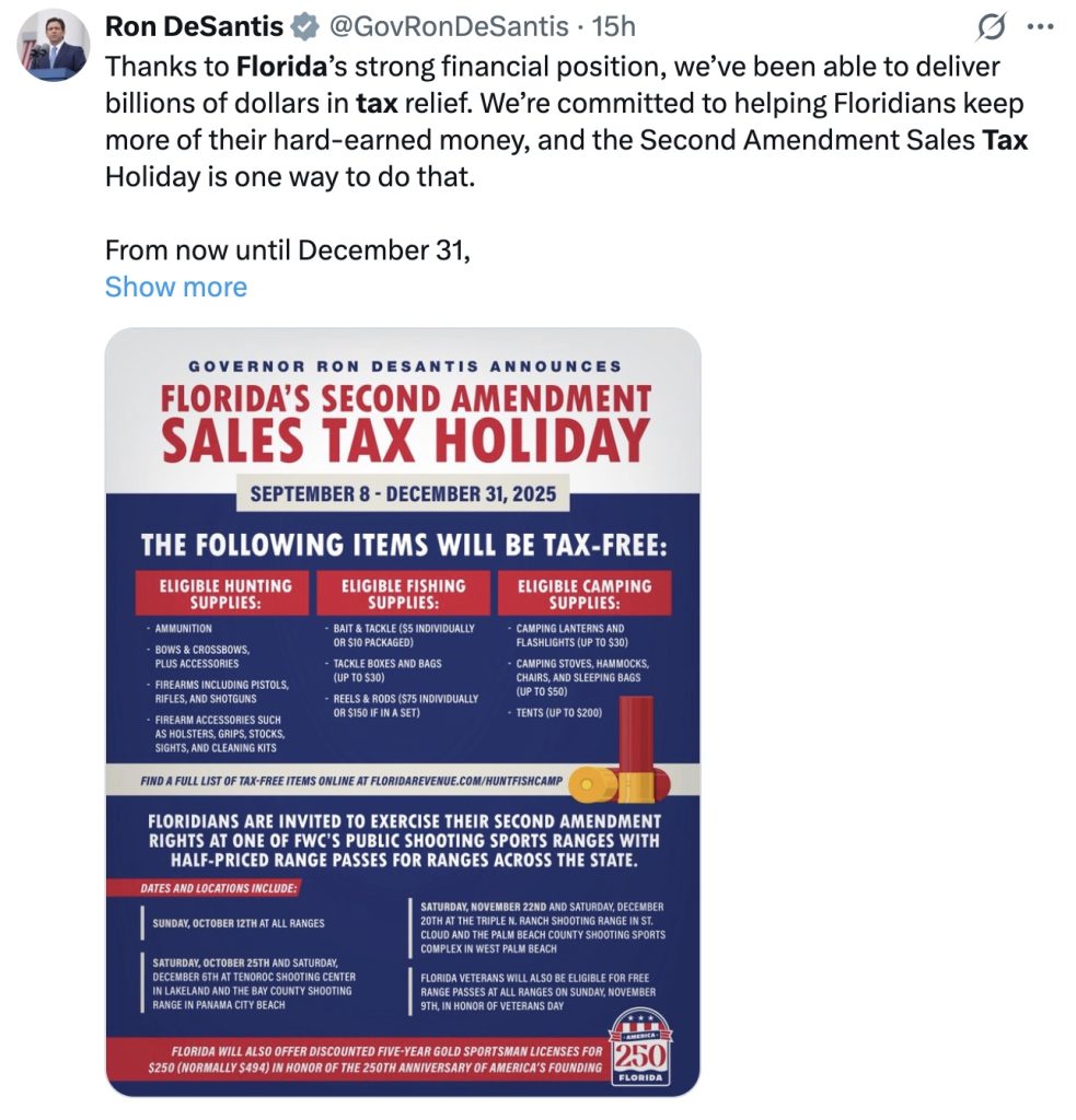 Florida gun tax holiday