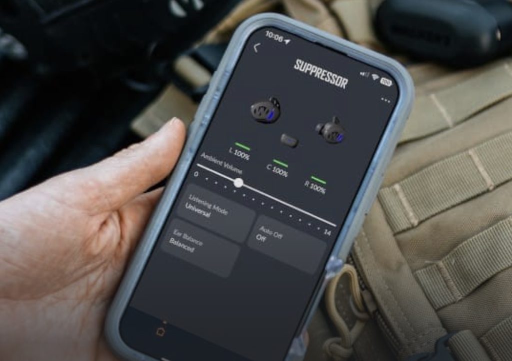 Walker's Suppressor bluetooth earbuds app