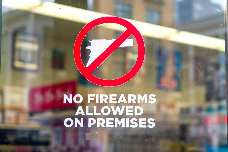 no guns sign door window