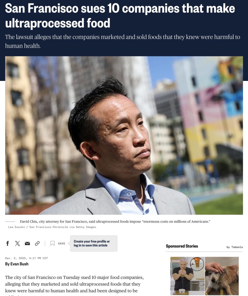 San Francisco processed food lawsuit