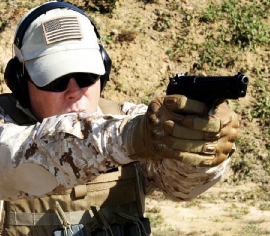 range train pistol grip stance