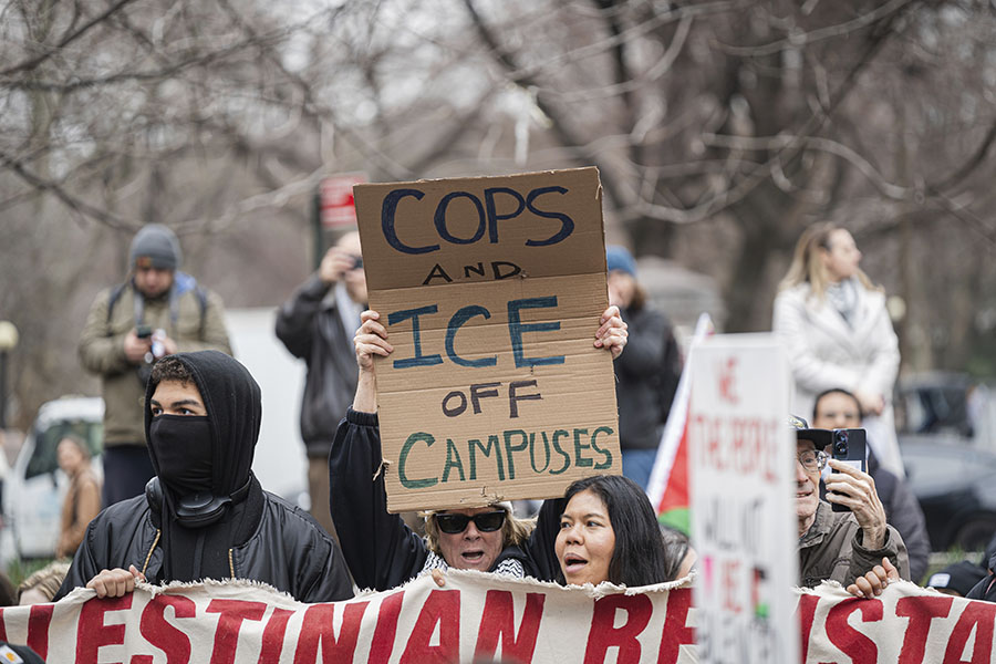 ICE police protest campus college anti-ICE